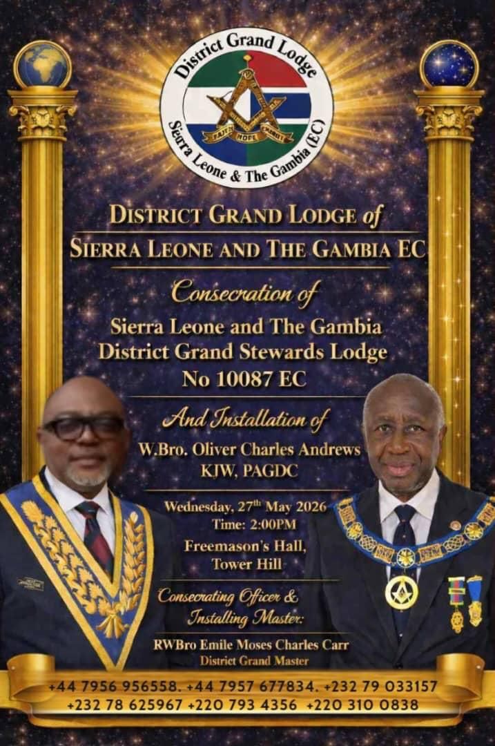 Consecration of Sierra Leone and The Gambia District Grand Stewards Lodge No 10087