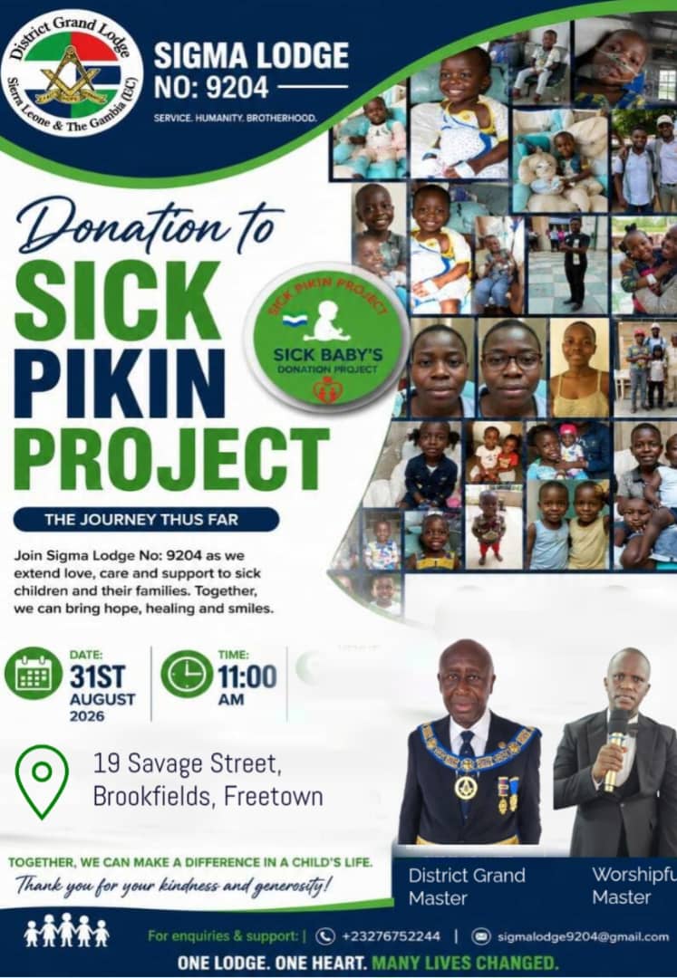 Sigma Lodge No. 9204 to Hold Annual Sick Pikin Donation Project